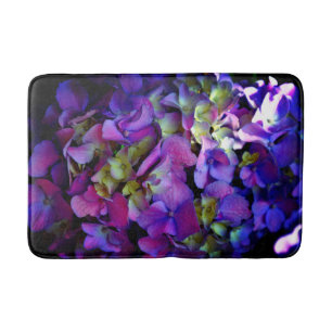 Magenta Purple blue yellow Hydrangeas flowers Bath Mat