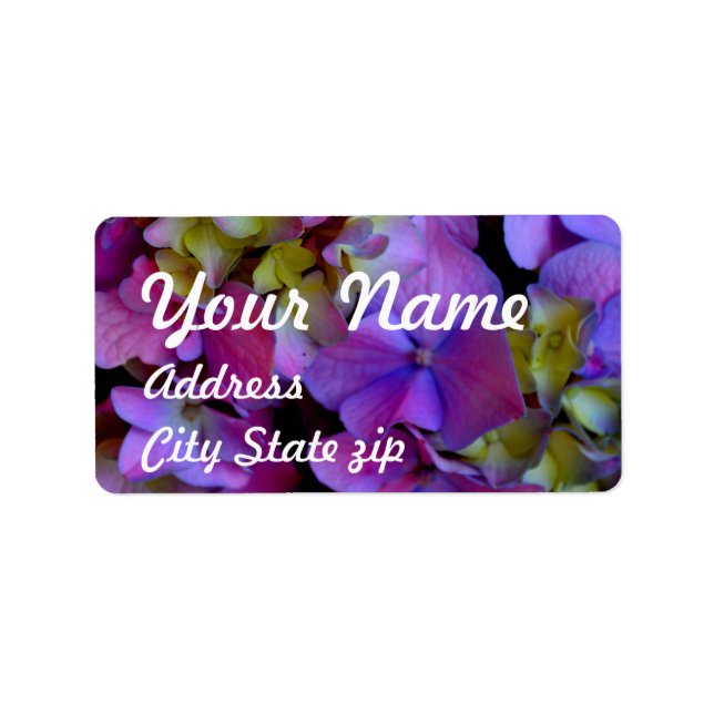 Magenta Purple blue yellow Hydrangeas flowers Label (Front)