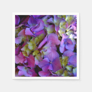 Magenta Purple blue yellow Hydrangeas flowers Napkin