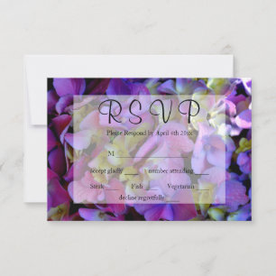 Magenta Purple blue yellow Hydrangeas flowers RSVP Card