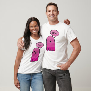 Magenta Purple Boo Ghost Halloween T-Shirt
