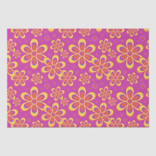 Magenta Purple Flowers Seamless Pattern Tissue Paper
