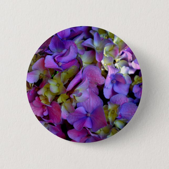 Magenta Purple Hydrangeas  Purple blue yellow  6 Cm Round Badge (Front)