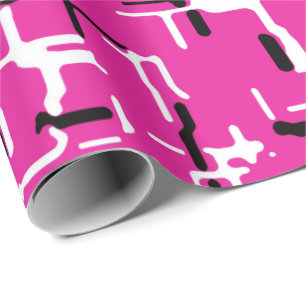 Magenta Purple Pink Black White Abstract Pattern Wrapping Paper