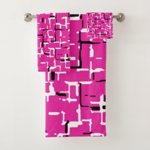 Magenta Purple Pink Black White COOL Pattern Bath Towel Set