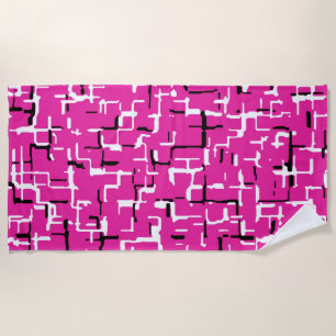 Magenta Purple Pink Black White COOL Pattern Beach Towel