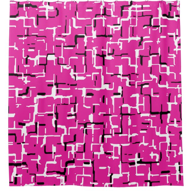 Magenta Purple Pink Black White COOL Pattern Shower Curtain (Front)