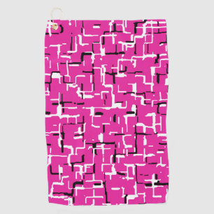 Magenta Purple Pink Black White Pattern Golf Towel