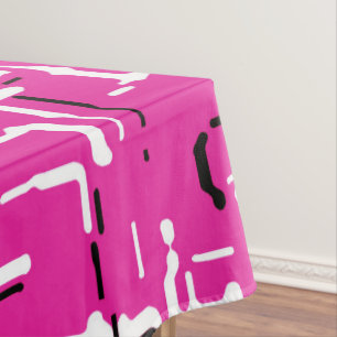 Magenta Purple Pink Black White Tablecloth
