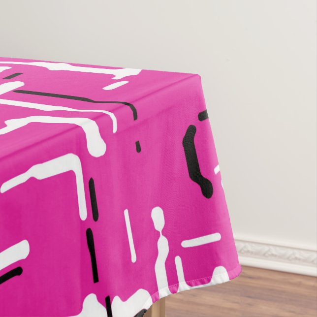 Magenta Purple Pink Black White Tablecloth (In Situ)
