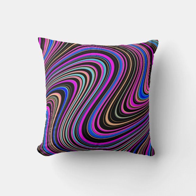 Magenta Purple Pink Blue Pattern Cushion (Front)