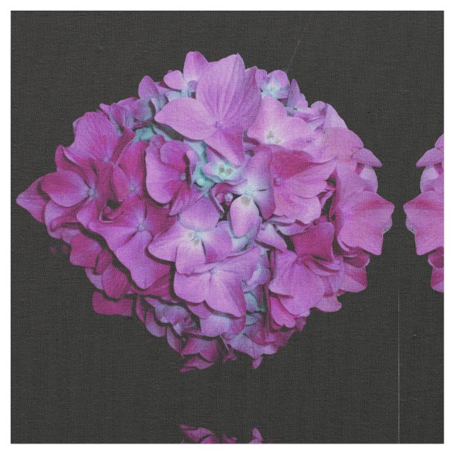 Magenta purple pink Hydrangea Fabric (Close Up)
