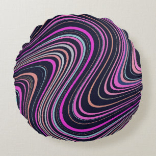 Magenta Purple Pink Navy Pattern Round Cushion