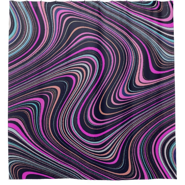 Magenta Purple Pink Navy Pattern Shower Curtain (Front)