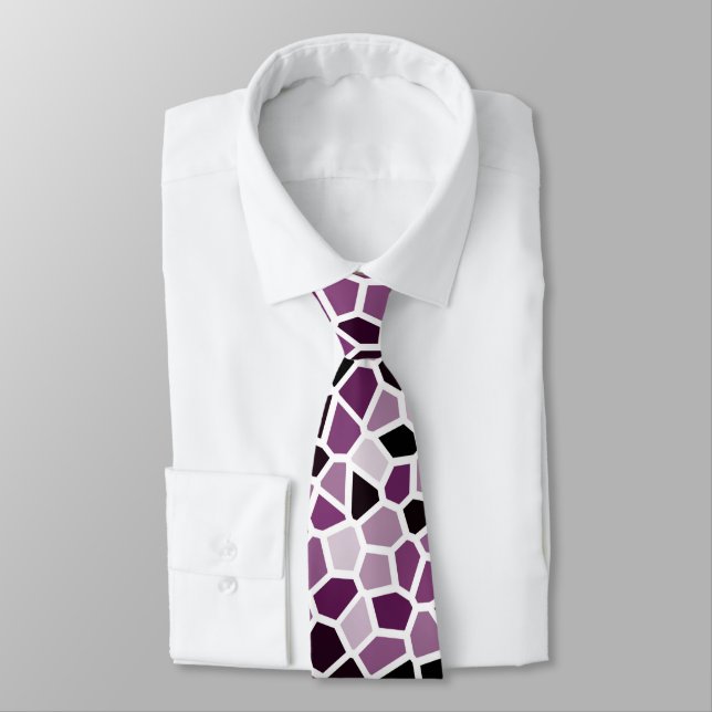 Magenta Purple Pink Stained Glass Pattern Tie (Tied)