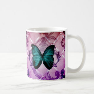 Magenta Purple Swirls Bohemian Teal Butterfly Coffee Mug