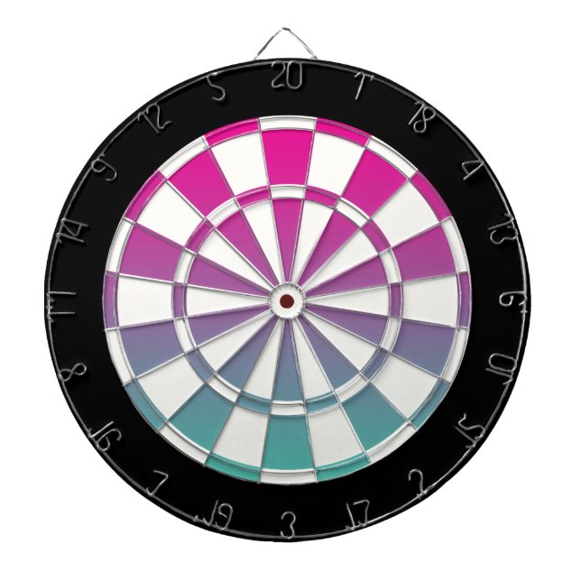 Magenta Purple Teal Black And White Dartboard (Front)