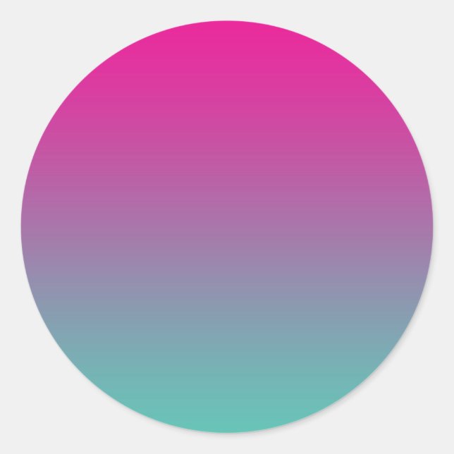 Magenta Purple & Teal Ombre Classic Round Sticker (Front)