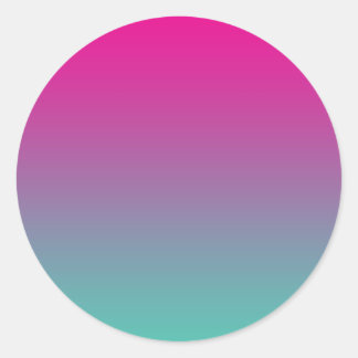 Magenta Purple & Teal Ombre Classic Round Sticker
