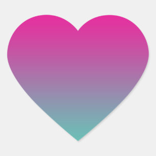 Magenta Purple & Teal Ombre Heart Sticker