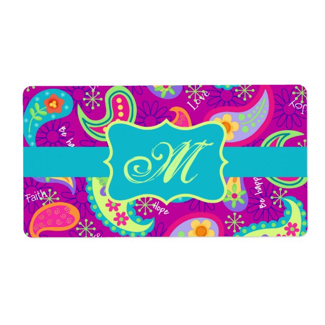 Magenta Purple Turquoise Modern Paisley Pattern (Front)
