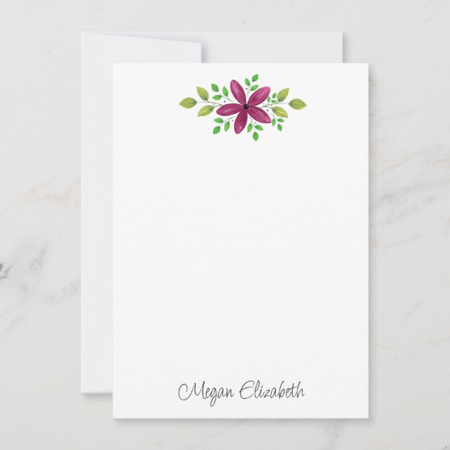 Magenta Purple Watercolor Floral Swag Card (Front)