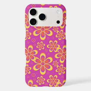 Magenta Purple Yellow Groovy Flower Pattern