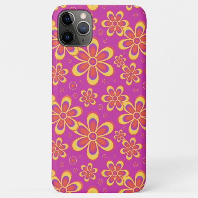 Magenta Purple Yellow Groovy Flower Pattern Case-Mate iPhone Case (Back)