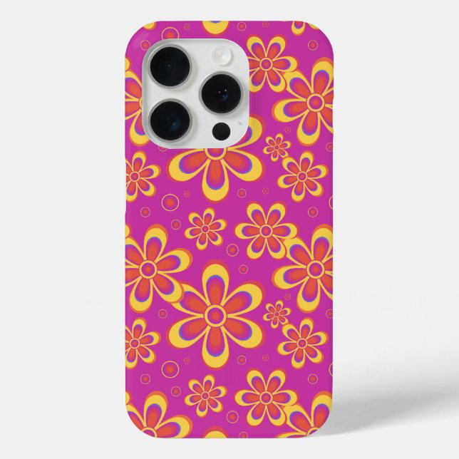 Magenta Purple Yellow Groovy Flower Pattern Case-Mate iPhone Case (Back)