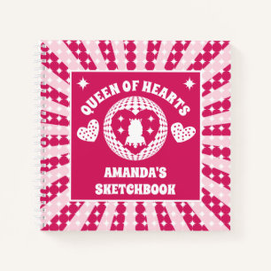Magenta Queen Of Hearts Kids Sketchbook Notebook