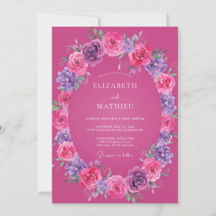 Magenta Radiant Floral Wedding Invitation