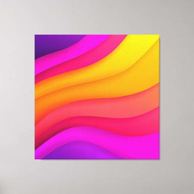 Magenta Rainbow Waves Canvas Print (Front)