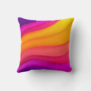 Magenta Rainbow Waves Cushion