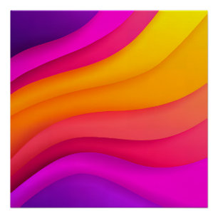 Magenta Rainbow Waves Poster