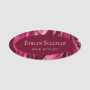 Magenta Red Agate Name Tag