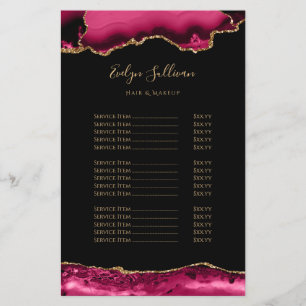 Magenta red and gold agate price list flyer