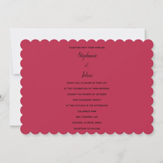 Magenta Red Black Minimal Colourful Trendy Wedding Invitation (Front)