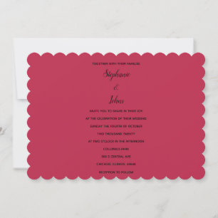 Magenta Red Black Minimal Colourful Trendy Wedding Invitation
