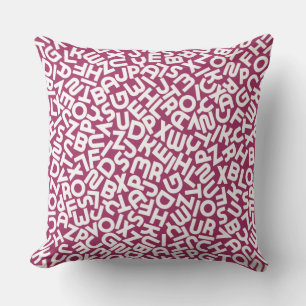 Magenta Red Letter AnimalThrow Pillow