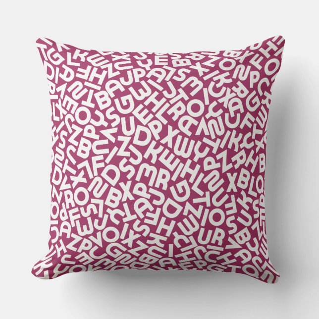  Magenta Red Letter AnimalThrow Pillow (Front)