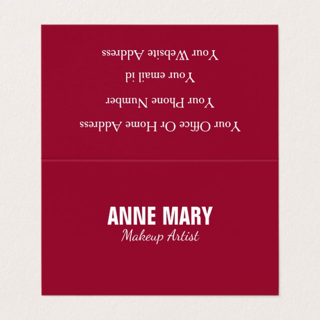 Magenta Red Makeup Artist Beauty Hair Salon Spa Business Card (Outside Unfolded)