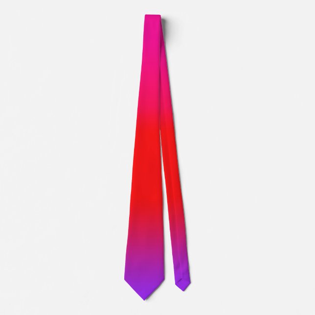 Magenta Red Purple Ombre Happy  Tie (Front)
