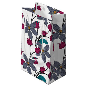 Magenta retro ethnic elegant flower pattern small gift bag