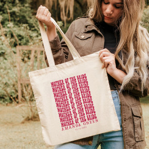 Magenta Retro Personalised Mother of The Bride Tote Bag