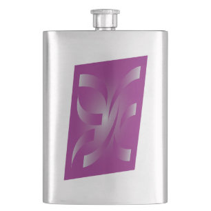 Magenta ribbons hip flask