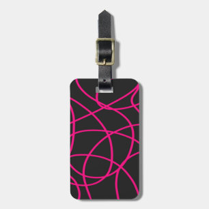 Magenta Ribbons on Black Luggage Tag
