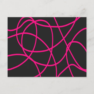 Magenta Ribbons on Black Postcard