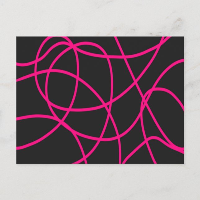 Magenta Ribbons on Black Postcard (Front)