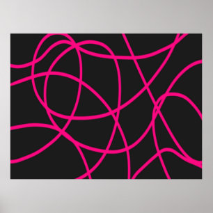 Magenta Ribbons on Black  Poster