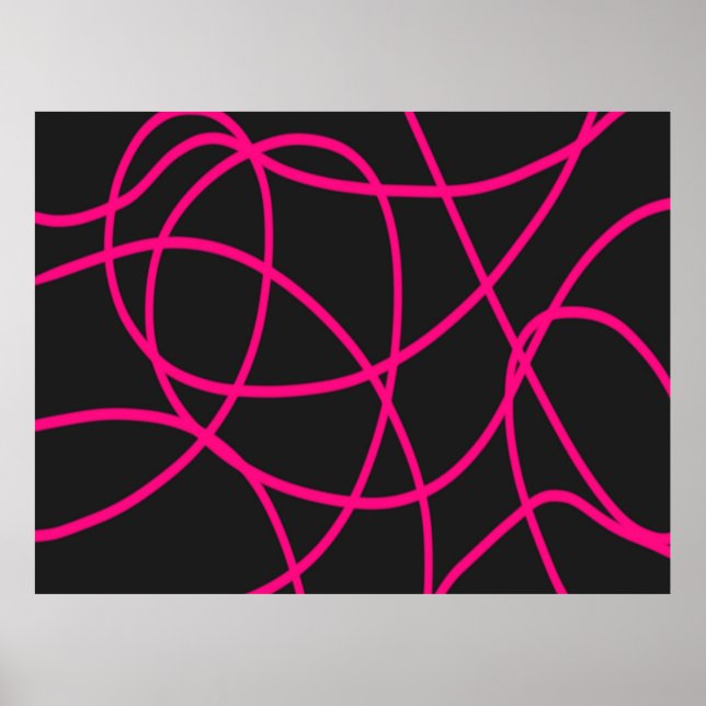 Magenta Ribbons on Black  Poster (Front)
